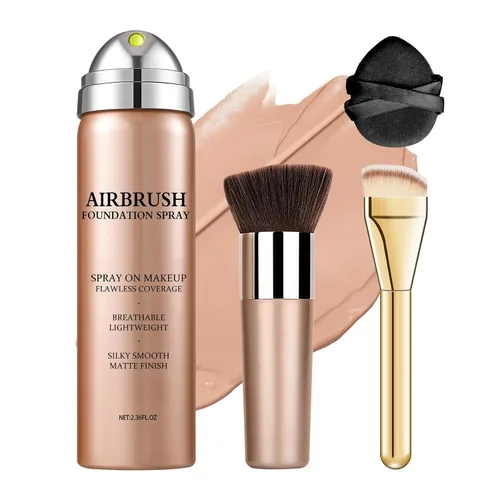 Vista 9 de Air Brush - Base de maquillaje y spray de fijación de maquillaje para cara, hidrata e hidrata, cobertura mate para piel grasa, maquillaje