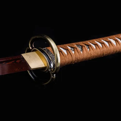 Vista 12 de Samurai Katana,1060 acero de alto carbono,Acero T10,Acero de Damasco,Aleación Tsuba,Mango de madera maciza