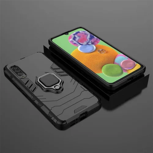 Vista 6 de Compatible con Samsung Galaxy A90 5G, soporte de anillo de metal, a prueba de golpes, parachoques duro
