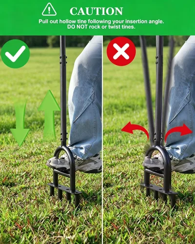 Vista 7 de Manual Core Aerator Lawn Tool, Lawn Aerator Tool with 4 Hollow Tines, Plug Aerator 3-Piece Easy Assembly, 45" Ergonomic Yard Grass Aerator for Lawn