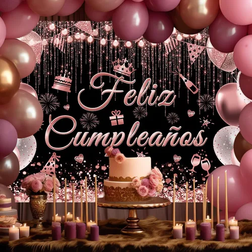 Vista 2 de Avezano Cartel de Feliz Cumpleaños para decoración de fiesta de cumpleaños mexicana, telón de fondo, fiesta española, fondo de fiesta de cumpleaños