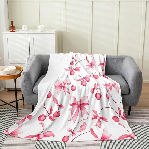 Vista 20 de Erosebridal Manta de franela con nudo de lazo para niñas, 40 x 50 pulgadas, diseño de rayas de diamante, para sofá cama y cama de vellón para niños