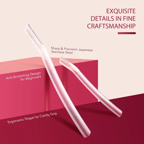 Vista 4 de SINAHET Herramienta de Dermaplaning (12 unidades), Maquinillas de Afeitar Faciales Profesionales para Mujer, Eliminación de Vello Facial y de Cejas