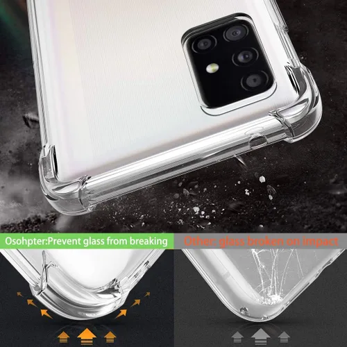 Vista 3 de Osophter Para Galaxy A51 5G Funda Transparente Reforzada Esquinas TPU Absorción De Golpes Flexible Cubierta Del Teléfono Celular Para Samsung Galaxy