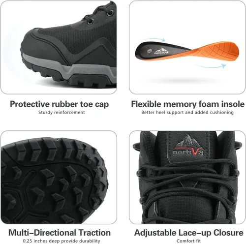 Vista 3 de NORTIV 8 Botas de senderismo impermeables para hombre, zapatos de montañismo para mochileros
