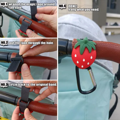 Vista 6 de Ganchos para cochecito de bebé para colgar bolsas y compras, prácticos accesorios para cochecito de bebé, ganchos para bolsas de mamá