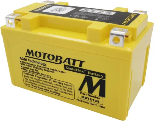 Vista 2 de Motobatt Batería MBTZ10S compatible con motocicleta YTX7ABS, YTZ10S 12V 8.6Ah 140CCA