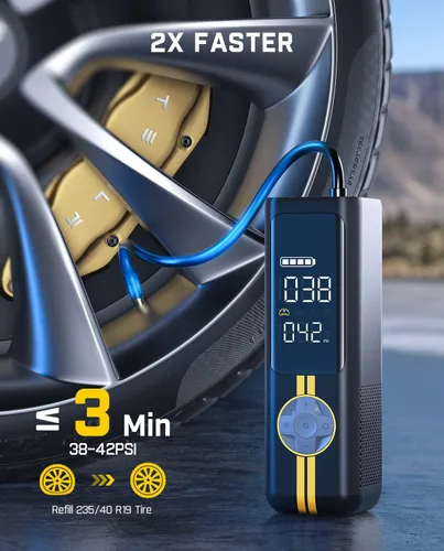 Vista 2 de Fanttik Inflador de neumáticos X8 APEX EV y adaptador de coche de carga rápida de doble puerto de 65 W