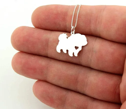 Vista 3 de Collar Shih Tzu de plata esterlina con colgante de razas de perro con corazón – Love Pet Jewelry cadena italiana para mujer, el mejor regalo lindo