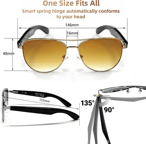 Vista 7 de HJX GT-32 - Lentes de sol inteligentes para hombres/mujeres con interruptor de encendido/apagado automático y Bluetooth 5.4, lentes polarizados