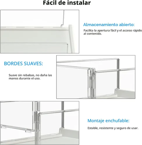 Vista 2 de Covetree 3 Pack Organizadores de Clóset Apilables y Estantes de Almacenamiento - Organizador Transparente para Suéteres para Clóset, Baño, Cocina