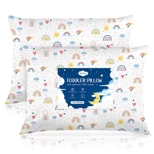 Vista 14 de Babebay Almohada para niños pequeños, almohadas de 13 x 18 pulgadas para dormir, lavable a máquina, con funda de almohada de algodón suave, 1 paquete