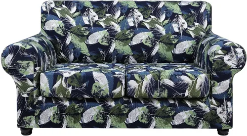 Vista 58 de hyha Funda para sofá, fundas para sofá biplaza, diseño floral, elásticas, estampadas, 3 piezas, fundas para sofá de 2 cojines separados, protector