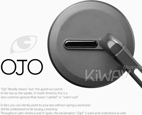 Vista 3 de KiWAV Espejos de extremo de barra de motocicleta Ojo Negro compatible con manillar roscado M6