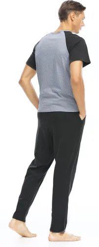 Vista 3 de Conjunto de pijama para hombre, de verano, de algodón, de manga corta, ropa de dormir
