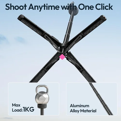 Vista 3 de ULANZI Trípode magnético para teléfono, MT85 Trípode de apertura automática con 4 patas mejoradas, soporte de teléfono extensible para selfie stick