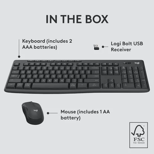 Vista 10 de Logitech MK370 Combo para negocios, teclado inalámbrico de tamaño completo y mouse inalámbrico, receptor USB seguro Logi Bolt, Bluetooth