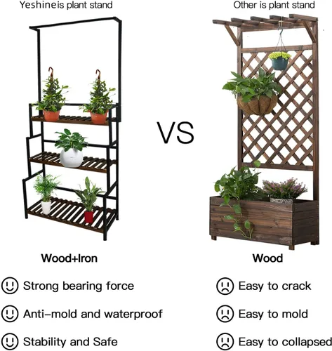 Vista 2 de Soporte colgante de 3 niveles para plantas interiores, estante de metal de 68 pulgadas de alto para múltiples plantas de interior, soporte grande
