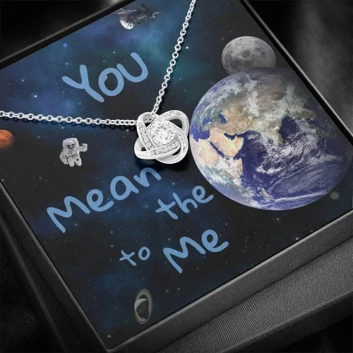 Vista 7 de Joyería con tarjeta de mensajes, regalos para mujer, collar hecho a mano, collar You Mean the World to Me para novia, joyería espacial para esposa