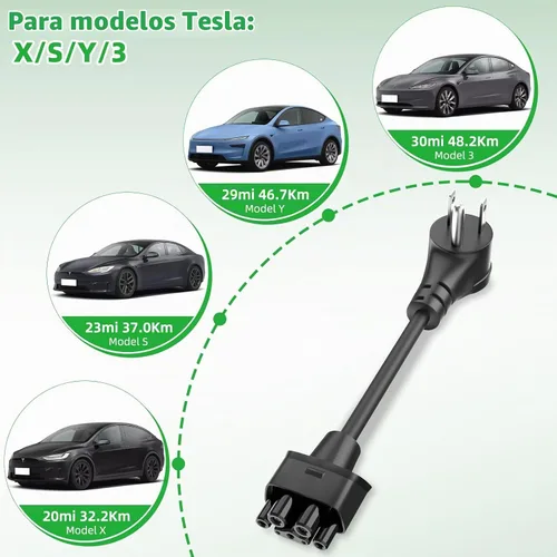 Vista 4 de Adaptador para Tesla NEMA 5-15, adaptador de carga rápida Neme-5-15 de 12 amperios máximo para Tesla Model S 3 X Y para cargar en secadora de 4