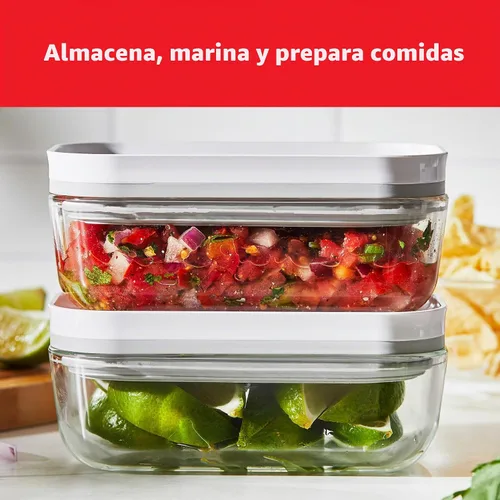 Vista 4 de ZWILLING Fresh & Save - Recipientes de vidrio para almacenamiento de alimentos al vacío, recipientes pequeños y grandes