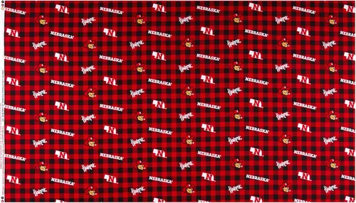 Vista 2 de NCAA Nebraska Cornhuskers Buffalo Plaid algodón, tela por yarda