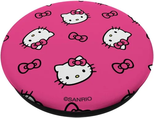 Vista 2 de Hello Kitty PopSockets con patrón de lazos PopGrip estándar