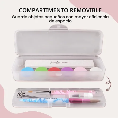 Vista 4 de Beauticom Estuche de almacenamiento personal de doble capa para bolígrafos profesionales de arte de uñas, cepillo de uñas, herramientas