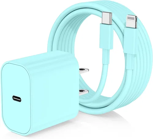 Vista 9 de Cargador de iPhone de carga rápida, enchufe de bloque de cargador de pared tipo C y cable USB C a Lightning de 10 pies de largo, caja de ladrillos