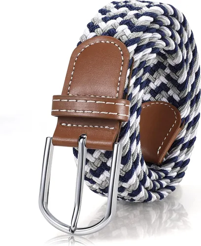 Vista 18 de XZQTIVE Cinturón trenzado elástico para hombres y mujeres, cinturón de golf tejido multicolor, cinturones elásticos para jeans 00 Estilo1