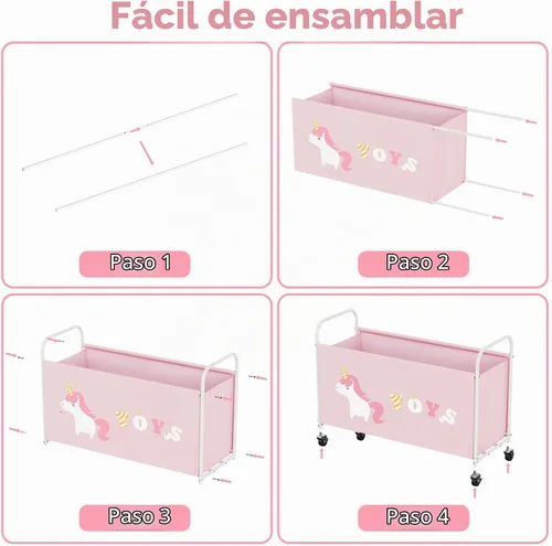 Vista 6 de GRANNY SAYS Caja de juguetes grande 135L para niñas, almacenamiento de Rosa