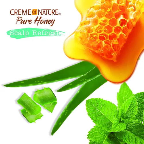 Vista 4 de Creme of Nature Pure Honey Scalp Refresh - Tratamiento de limpieza para el cuero cabelludo, fórmula sin enjuague con aloe, menta y miel, disuelve