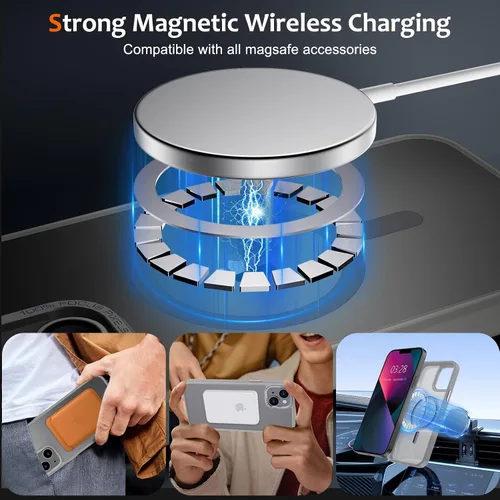 Vista 454 de Anuck - Funda magnética para iPhone 11 compatible con MagSafe, carcasa trasera mate translúcida dura, borde de TPU, delgada, resistente a impactos