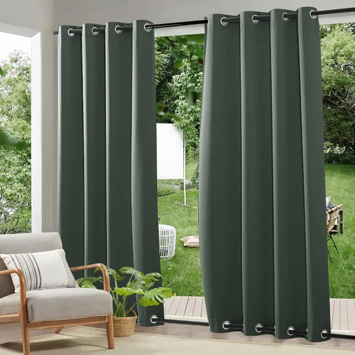 Vista 23 de RYB HOME Cortinas resistentes al viento para exteriores, cortinas opacas impermeables con aislamiento térmico para patio, porche, glorieta, pérgola