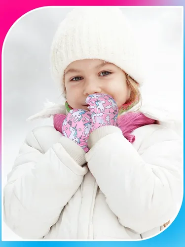 Vista 2 de SATINIOR 2 pares de manoplas impermeables para niñas, guantes de nieve para niños, guantes de esquí cálidos y gruesos para actividades al aire libre