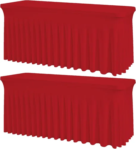 Vista 26 de Mantel rectangular de elastano negro, funda elástica ajustada para mesas rectangulares de 1,8 m, falda de mesa elástica sin arrugas para decoración