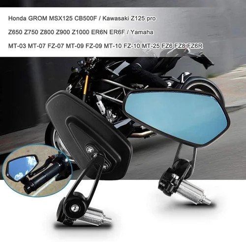 Vista 6 de Sporacingrts Espejos retrovisores para motocicleta C-N-C de 7/8 pulgadas de 0.866 in compatibles con GROM MSX-125 CB500F / Kawasaki Z750 /ER-6F