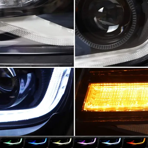 Vista 7 de VLAND Faros Compatibles con Chevy Camaro 5ª Generación 2014 2015, Lente de Doble Luz (No Incluyen Focos, Lados del Conductor y del Pasajero)