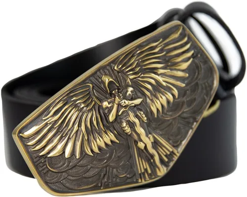 Vista 5 de Archangel Michael solid brass belt buckle, Larger size cowboy buckle, Warrior and God's people protector San Miguel accessory