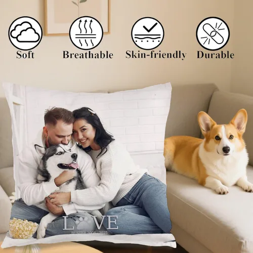 Vista 4 de Personalized Family Photo Pillow Case with one Image and Sentimental Text Adding Warmth to Your Home and offering a Beautiful idea