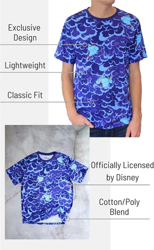 Vista 4 de Disney Aladdin Genie Poof - Camiseta para hombre adulto, Azul Marino