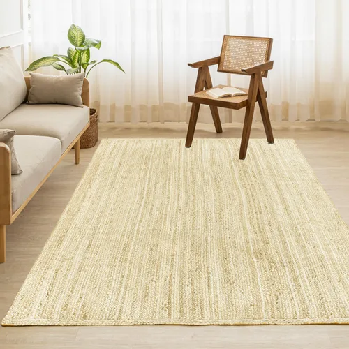 Vista 10 de Homemonde - Alfombra de yute, 2'x3', rectangular, decoración bohemia para el hogar, alfombra reversible y trenzada tejida a mano, estilo rústico