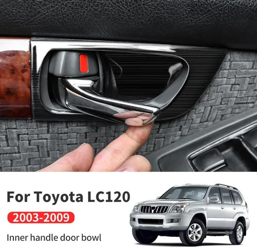 Vista 7 de Panel de manija de puerta de acero inoxidable para Toyota Land Cruiser Prado 120 2003-2009 2008 2007 2006 2005 2004 LC120 Accesorios de decoración