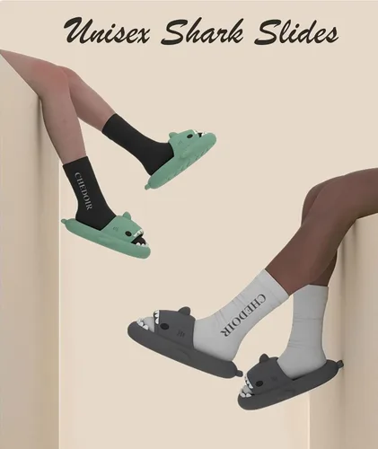 Vista 2 de Cysincos Sandalias de nube para mujeres y hombres, sandalias de almohada de tiburón para mujer, pantuflas de casa para ducha, zapatos de ducha