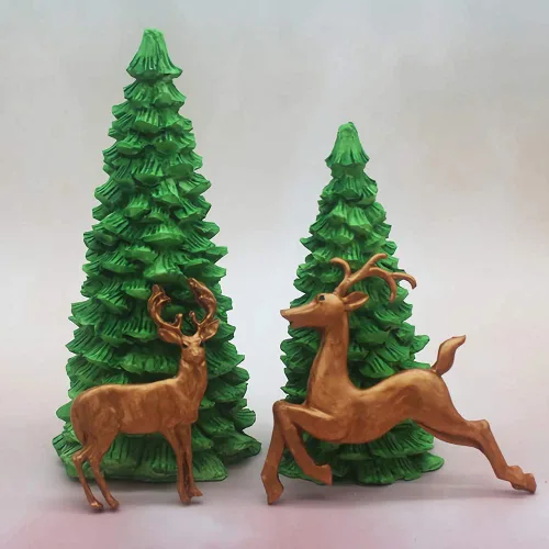 Vista 2 de Molde de vela de silicona para árbol de Navidad 3D para hacer velas, moldes de jabón de silicona de pino de Navidad, decoración de tartas