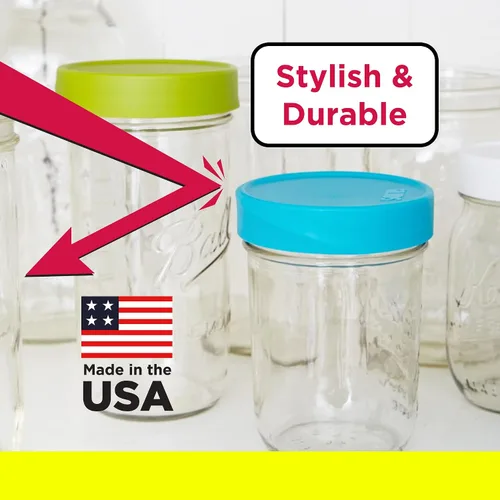 Vista 6 de Mason - Tapa para tarro Fits 3 3/8 in Ball & Kerr jars; seals in freshness; leak-proof, stackable, dishwasher-safe for pantry & fridge