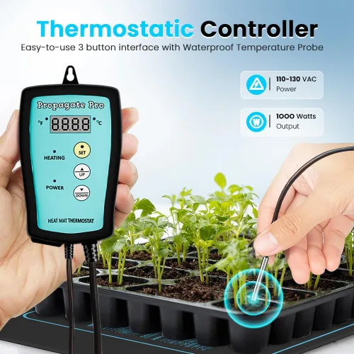 Vista 6 de Alfombrilla térmica para plantas de semillero Se adapta a (1) bandeja estándar 1020 Almohadilla de calor de germinación para semillas y plantas