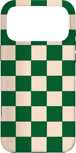 Vista 22 de Funda de tablero de ajedrez a cuadros blanco crema verde para iPhone 17