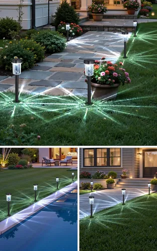Vista 7 de Luces solares para caminos al aire libre, 12 unidades de luces solares impermeables para jardín