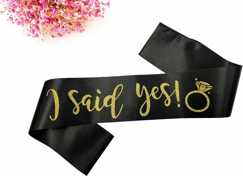 Vista 6 de Banda con texto en inglés "I Said Yes para mujer, propuesta de compromiso, banda de despedida de soltera para despedida de soltera, regalos de boda